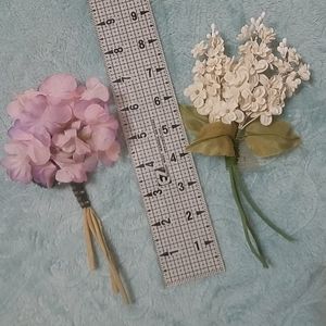 2 vintage/ antique silk flowers for hat or lapel